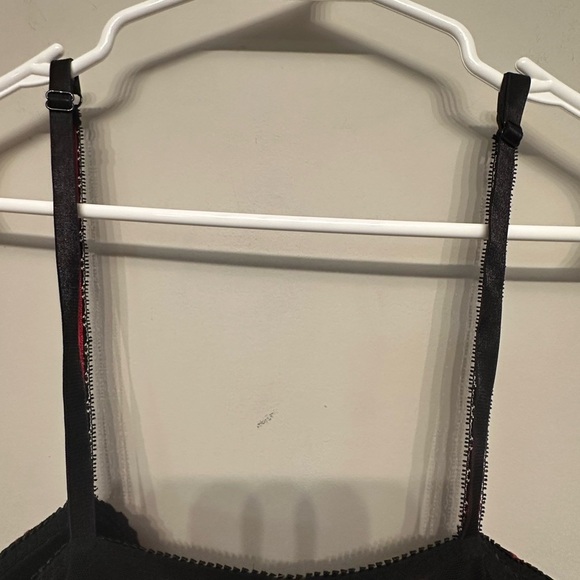 Vintage Y2K Black and Red Lace Chemise Medium - Picture 3 of 5